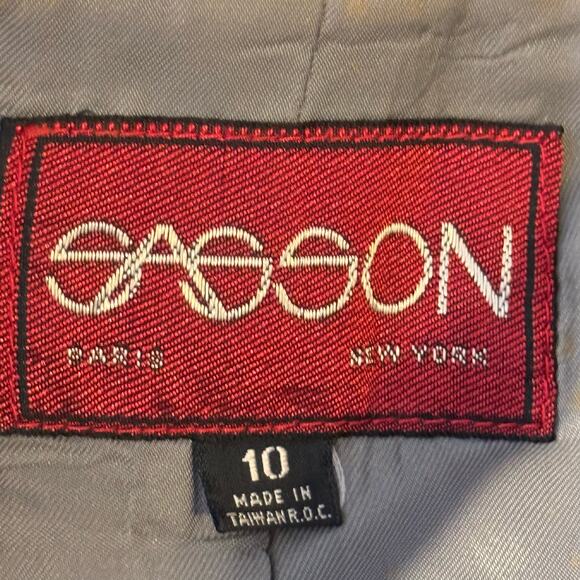 Vintage 1990's Sasson Size 10 Tweed and Velvet Blazer Jacket - Picture 8 of 9